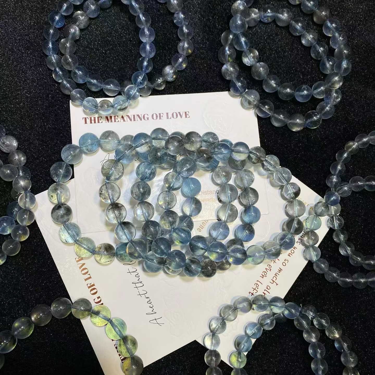 Black bursting sea blue gemstone bracelet