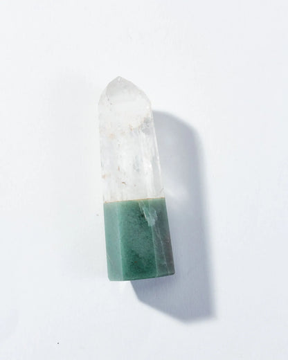 Dual Frequency Green Aventurine Clear Quartz Towe