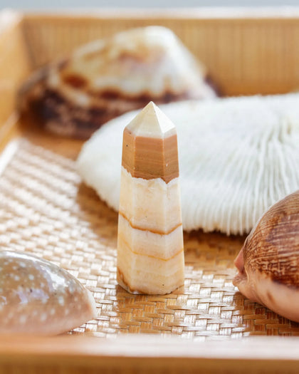 Sunny Side Up Banded Calcite Mini Gemstone Tower