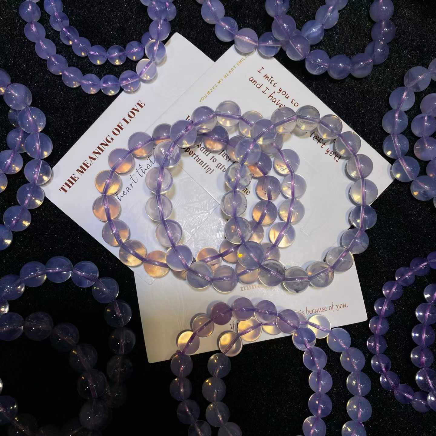Purple Jade Crystal Bead String