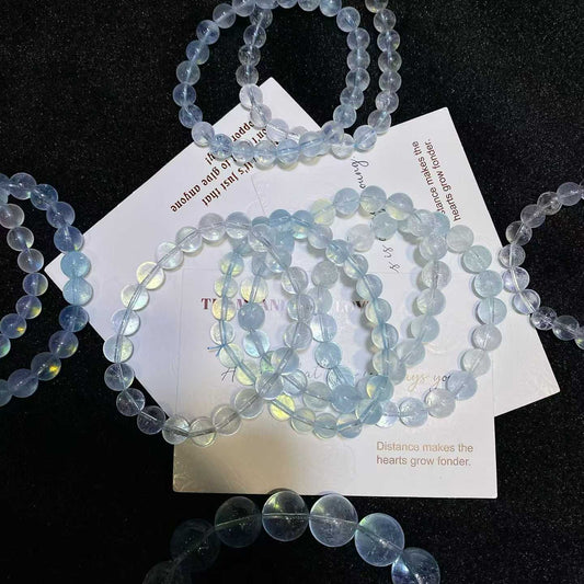 Glacier Blue and Sea Blue Sapphire Beaded Bracelet